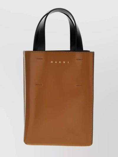 Marni Museo Nano Leather Tote Bag In Brown