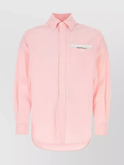 Palm Angels Logo-patch Cotton Shirt In Pastel