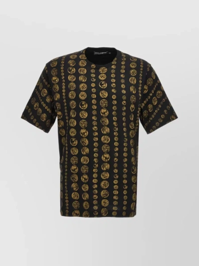 Dolce & Gabbana Cotton Graphic Print Round Neck T-shirt In Black