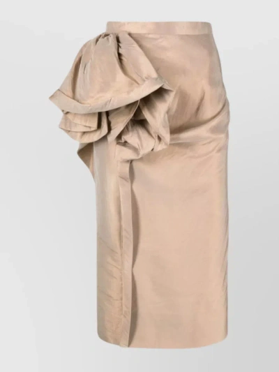 Maison Margiela Floral-detail Satin Finished Skirt In Beige