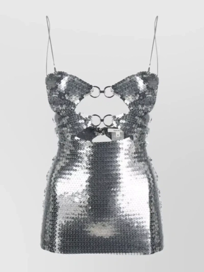 Nensi Dojaka Sliver Sequinned Cut-out Top In Grey