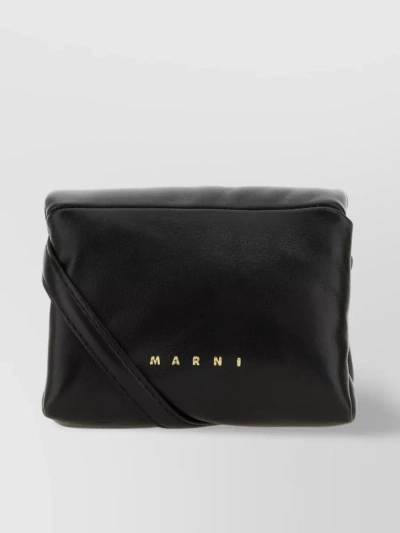 Marni Compact Leather Prisma Clutch In Black