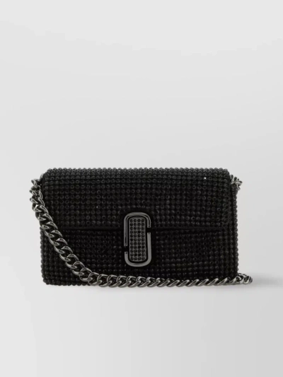 Marc Jacobs Mini Fabric Shoulder Bag With Embellished Clasp In Black
