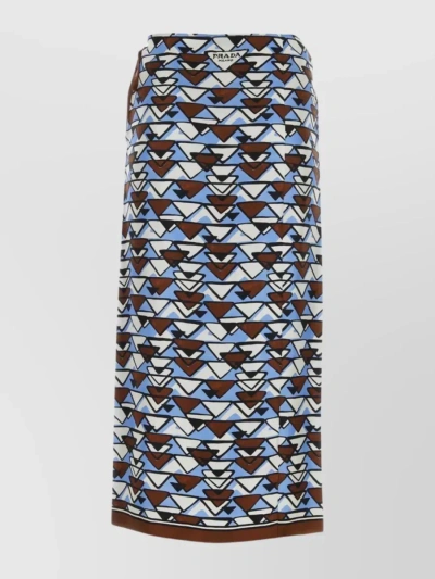 Prada Allover Printed Midi Skirt In Black