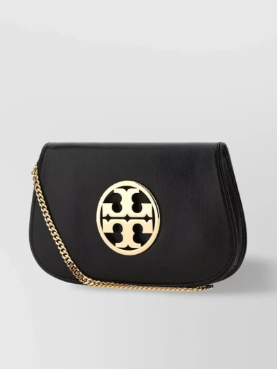 Tory Burch Reva Logo-plaque Shoulder Bag In Black