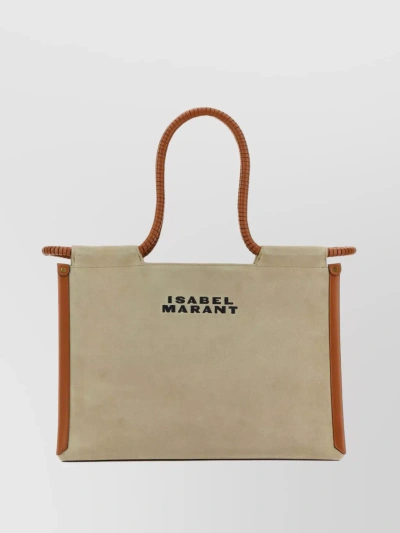 Isabel Marant Leather Accents Canvas Tote In Brown