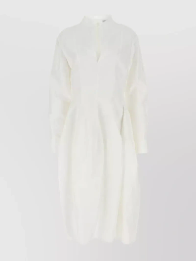 Bottega Veneta Linen And Viscose Blend Dress In White