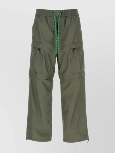 Moncler Nylon Cargo Trousers In Green