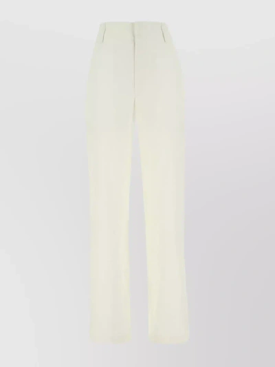 Bottega Veneta Curved Leg Melange Pants In Cream