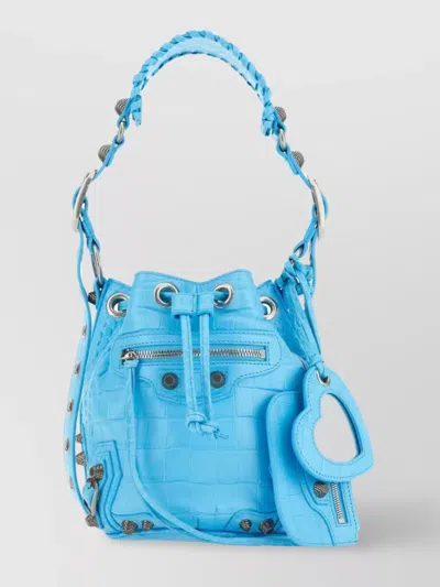 Balenciaga Le Cagole Xs Crocodile Bucket Bag In Blue