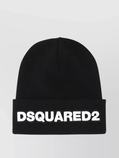 Dsquared2 Folded Brim Woolen Hat In Black