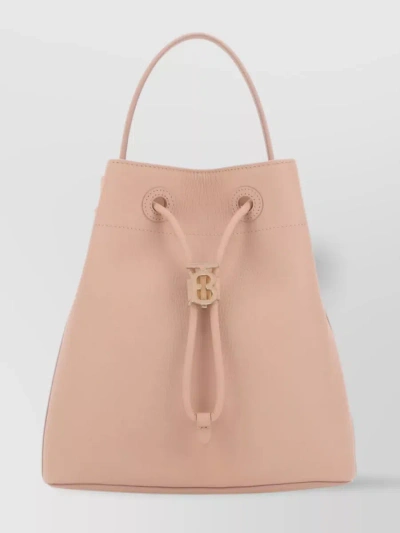Burberry Compact Leather Bucket Bag In Cream