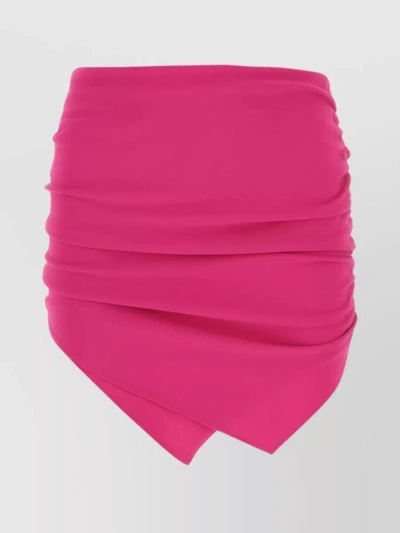 Attico Hatty Ruched Asymmetric Miniskirt In Pink