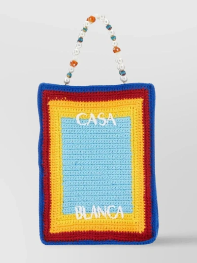 Casablanca Tennis Beaded Crochet Bag In Multicoloured