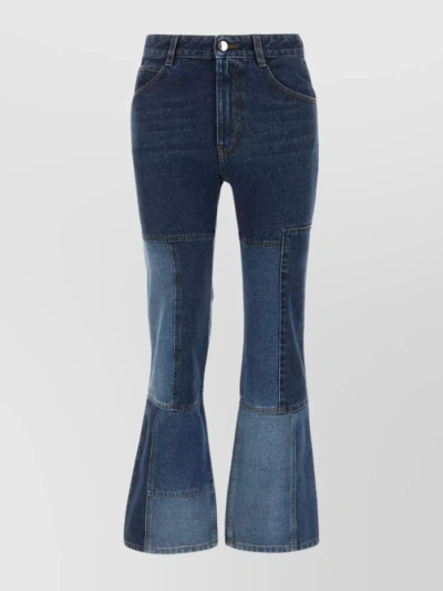 Chloé Patchwork Denim Jeans In Blue