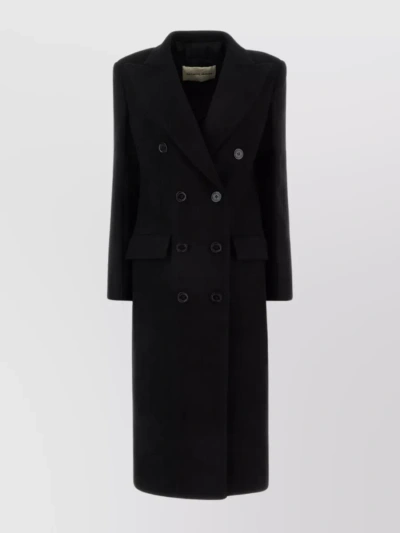 Alexandre Vauthier Double Breasted Wool Blend Long Coat In Black