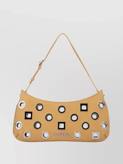 Jacquemus Beige Calf Leather Le Bisou Shoulder Bag In Yellow