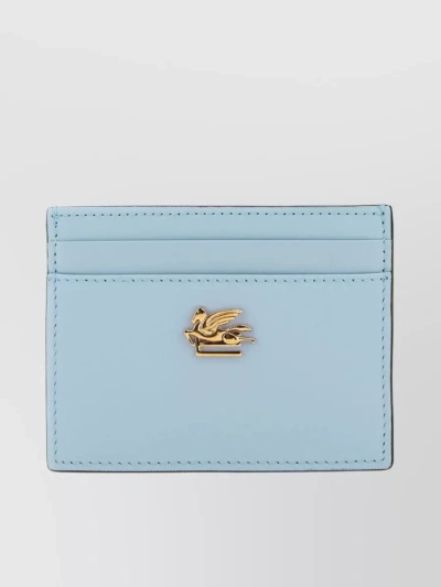 Etro Leather Credit Card Holder With Pegaso In Pastel