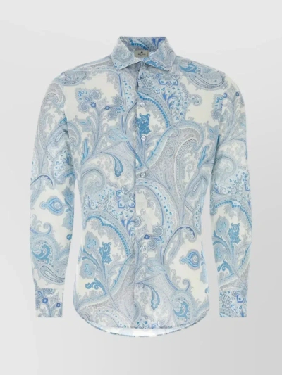 Etro Paisley-print Cotton Shirt In Blue