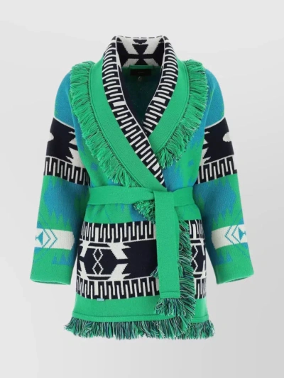 Alanui Icon Jacquard Cardigan In Blue