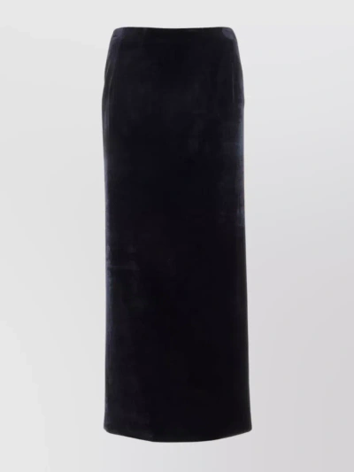 Fendi Woman Dark Blue Velvet Skirt In Black