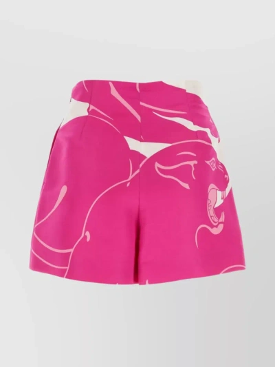 Valentino Printed Silk-twill Shorts In Pink
