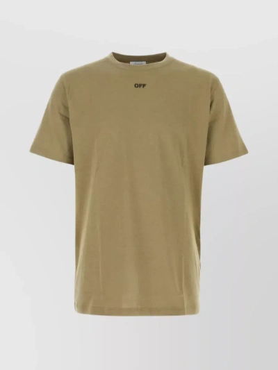 Off-white Embroidered Arrow Cotton T-shirt In Brown