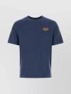 Maison Kitsuné Logo-embroidered Cotton T-shirt In Blue