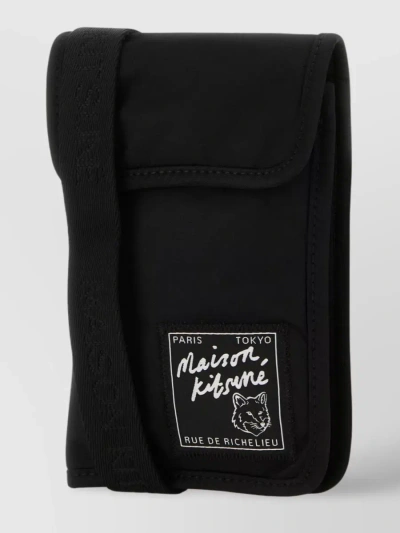 Maison Kitsuné Phone Holder Crossbody Pouch In Black