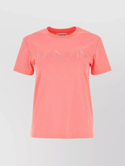 Lanvin Logo-embroidered Cotton T-shirt In Pink