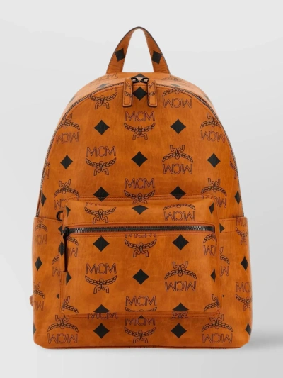 Mcm All-over Print Canvas Stark Backpack In Brown