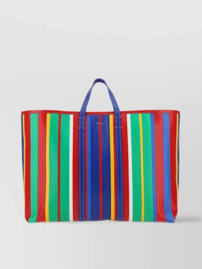 Balenciaga Large Striped Leather Tote With Four Handles In Multicoloured