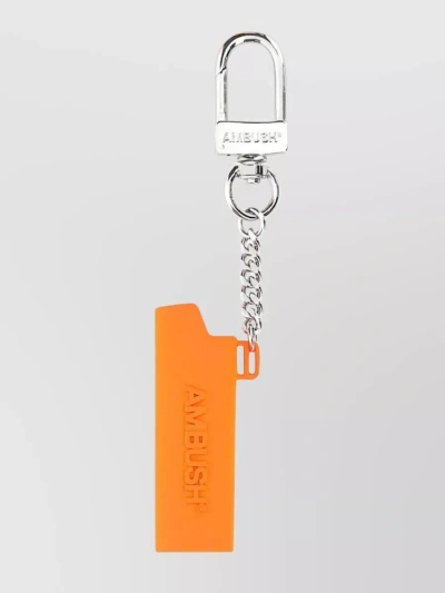 Ambush Logo-embossed Lighter Case Keyring In Orange