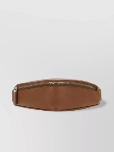 Prada Textured Strap Leather Belt Bag In Brown