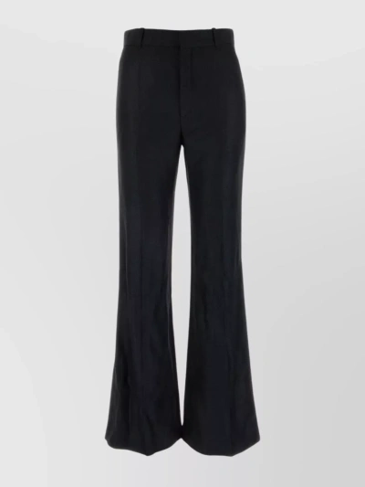 Chloé Wool And Silk Blend Flared Leg Trousers In Blue