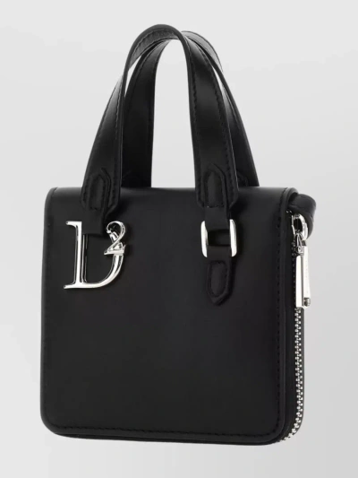 Dsquared2 Detachable Strap Pebble Leather Wallet In Black