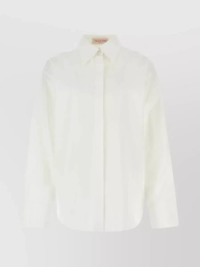 Valentino Compact Popeline Cotton Shirt In Brown