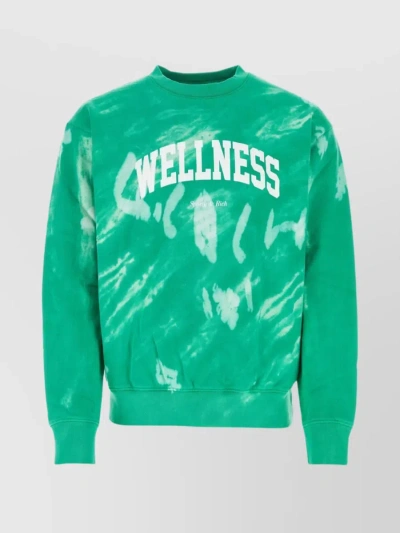 Sporty And Rich Textured Cotton Crew-neck Sweater In Green