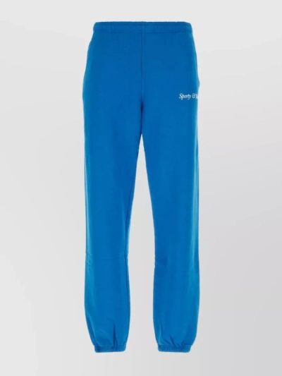 Sporty And Rich Cotton Joggers With Elastic Cuffs And Pockets In Blue