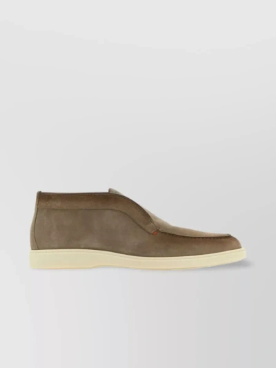 Santoni Contrasting Sole Suede Ankle Boots In Brown