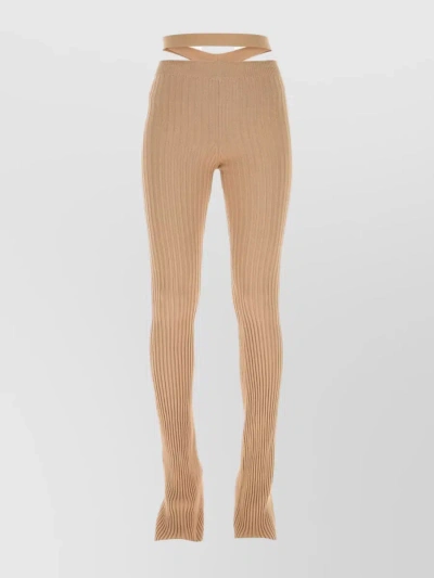 Andreädamo Ribbed Trousers With Cut-out In Brown