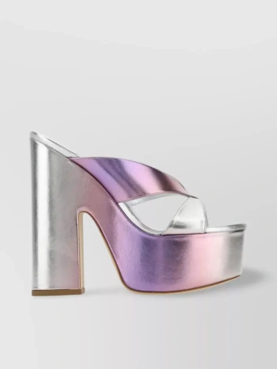 Stuart Weitzman Open-toe 160mm Metallic Mules In Grey