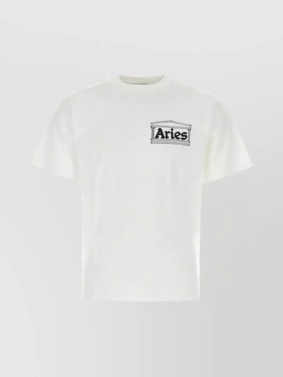 Aries Temple Print Cotton Crew Neck T-shirt In Black