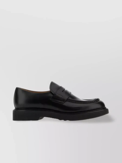 Church's Classic Penny Loafer With Rounded Toe And Stacked Heel In Black