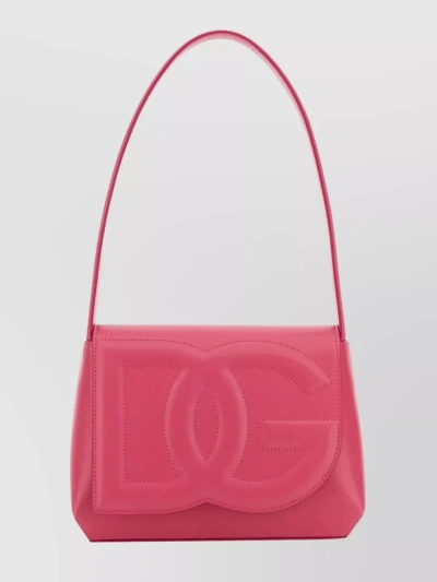 Dolce & Gabbana Leather Logo Shoulder Bag In Pink
