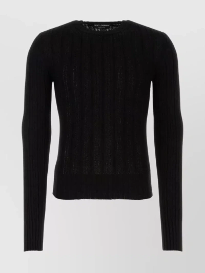 Dolce & Gabbana Cotton Blend Crew-neck Sweater In Black