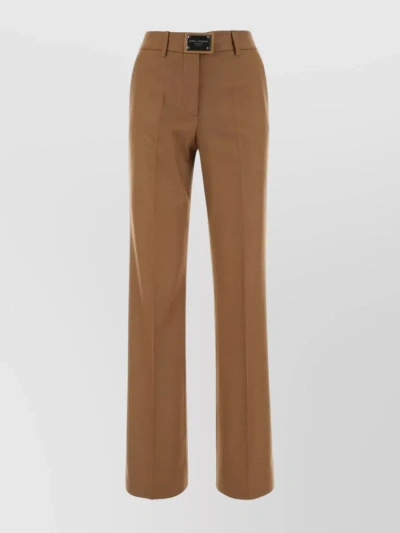 Dolce & Gabbana Camel Wool Trousers In Brown