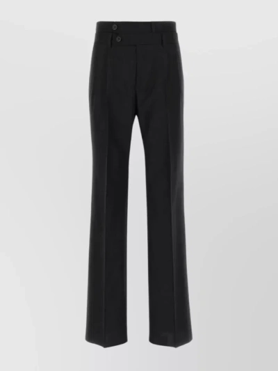 Dolce & Gabbana Inverted Pleat Wide-leg Cotton Blend Trousers In Black