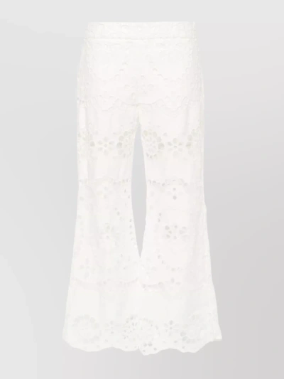 Zimmermann Lexi Embroidered Flare Trousers In White