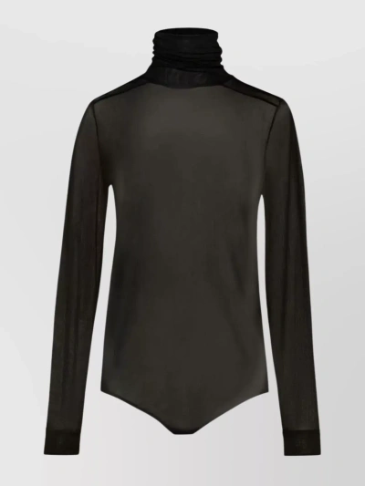 Maison Margiela Four-stitch Sheer Bodysuit In Black